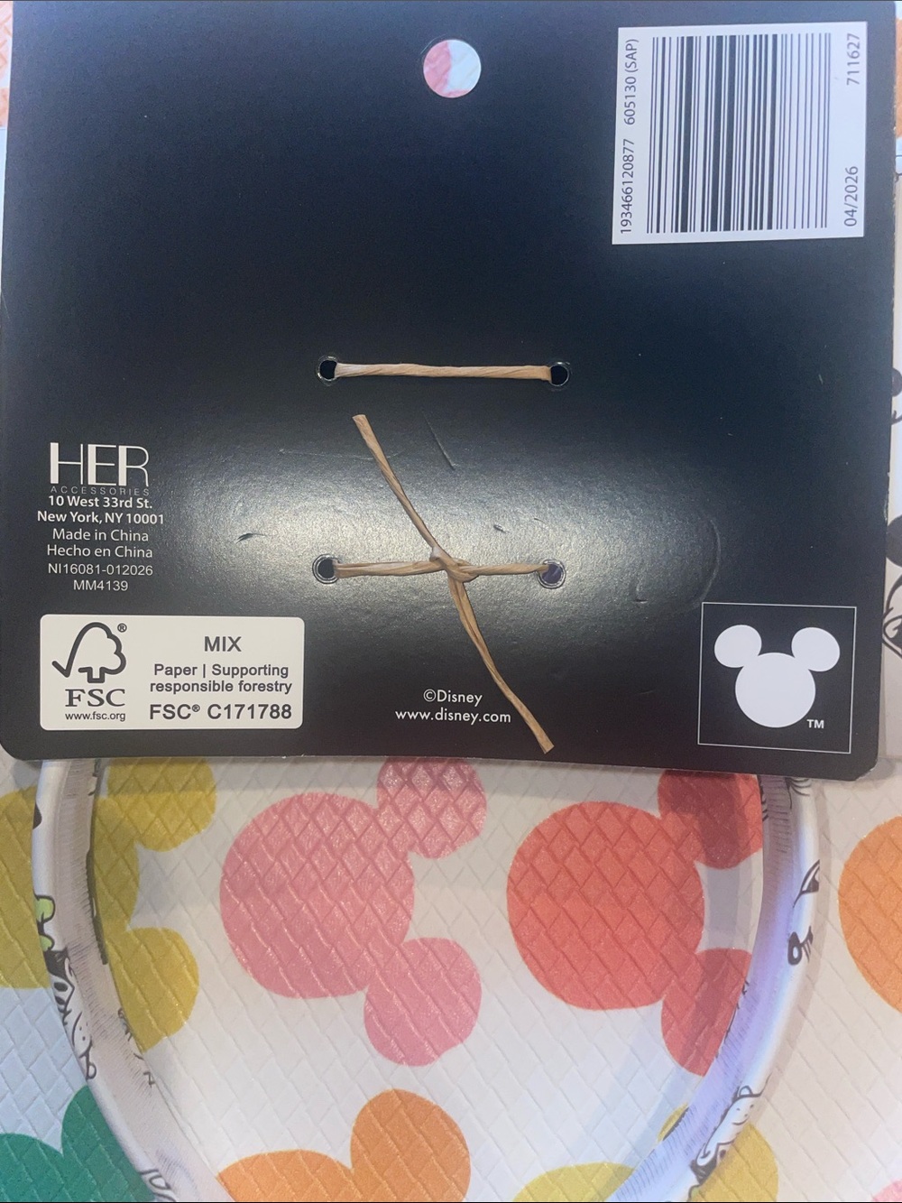 Disney Aldi Black Bow Minnie Ear Headband with Character Print - Picture 2 of 2
